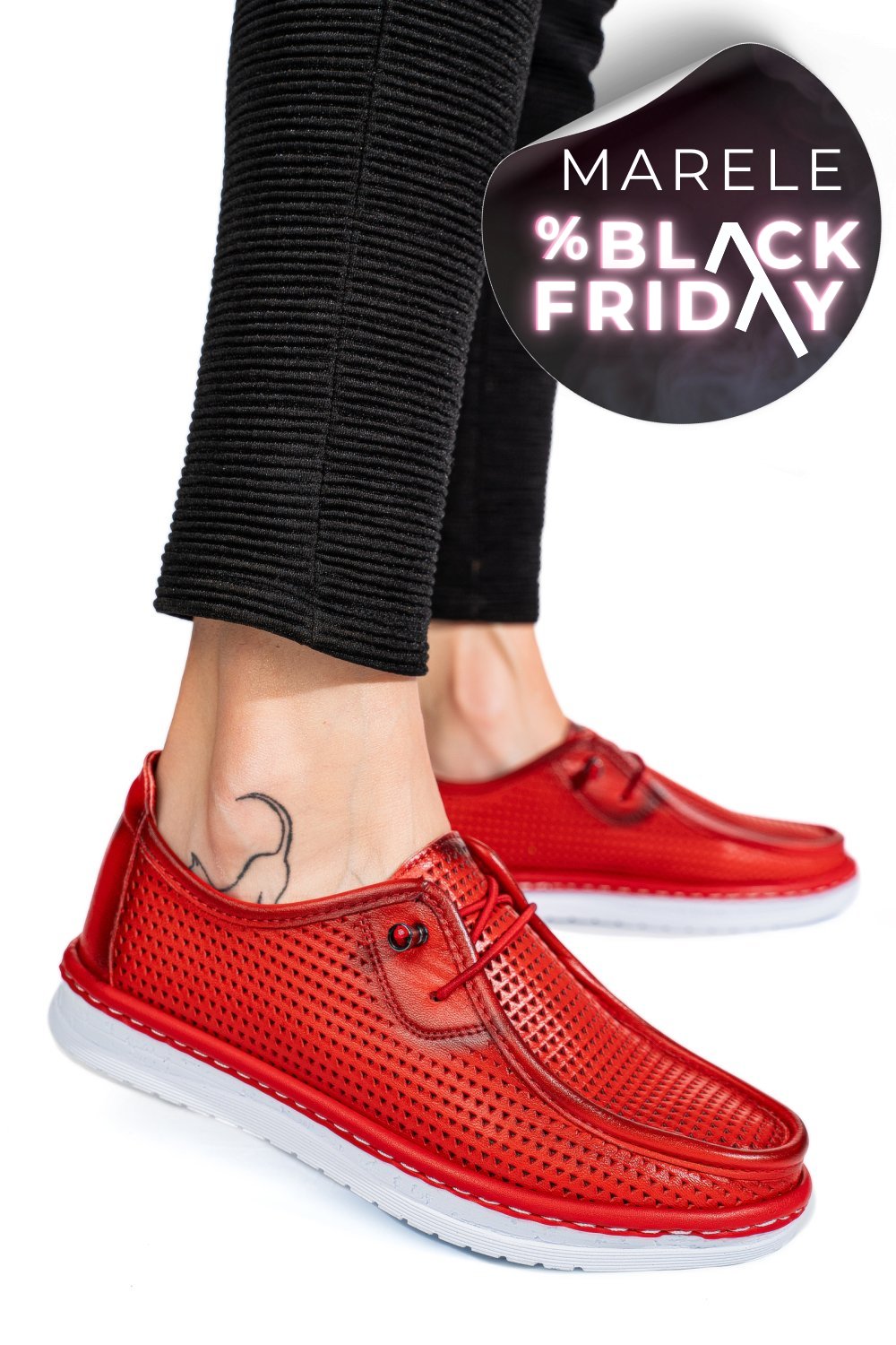 MOCASINI ROSII PIELE NATURALA 1PC960