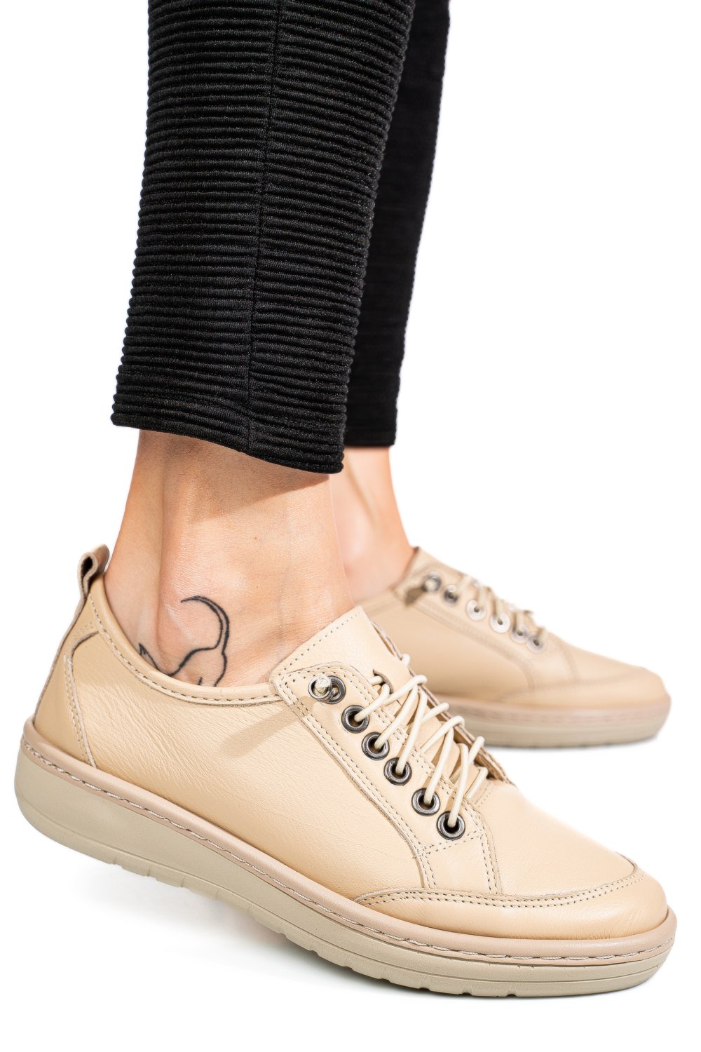 PANTOFI SPORT BEJ PIELE NATURALA 1PC342