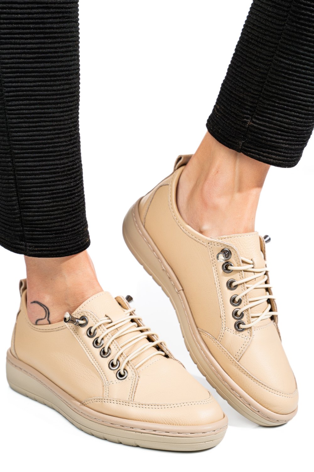 PANTOFI SPORT BEJ PIELE NATURALA 1PC342