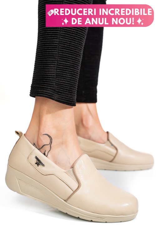 Pantofi bej piele naturala 0pc3aka