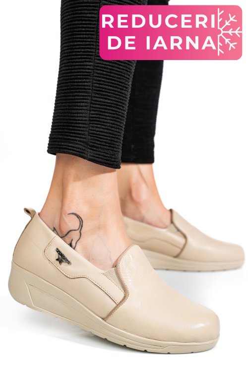 Pantofi bej piele naturala 0pc3aka