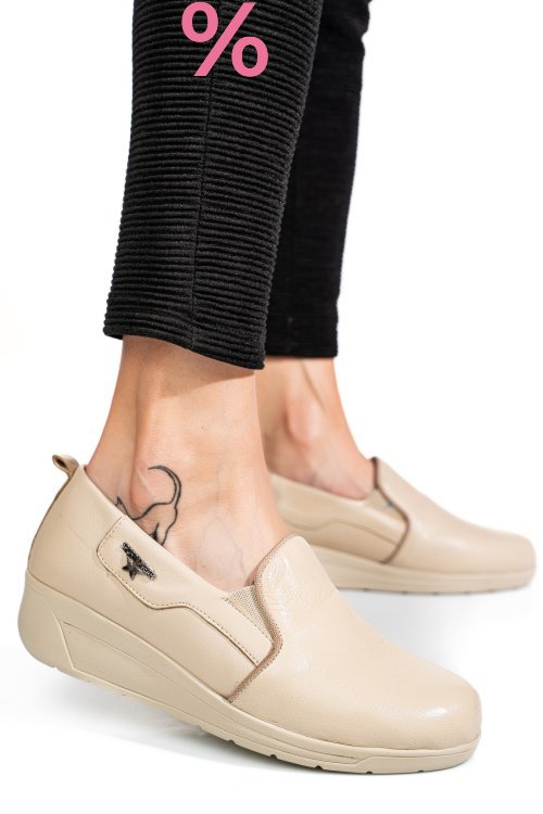 Pantofi bej piele naturala 0pc3aka