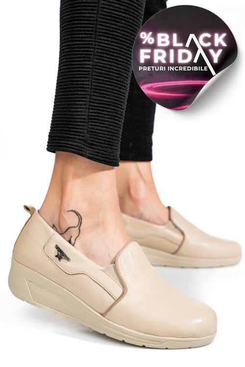 Pantofi bej piele naturala 0pc3aka