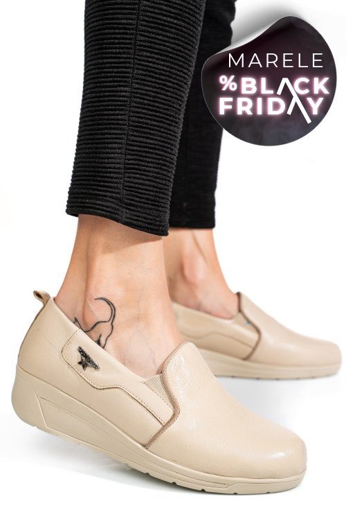 Pantofi bej piele naturala 0pc3aka