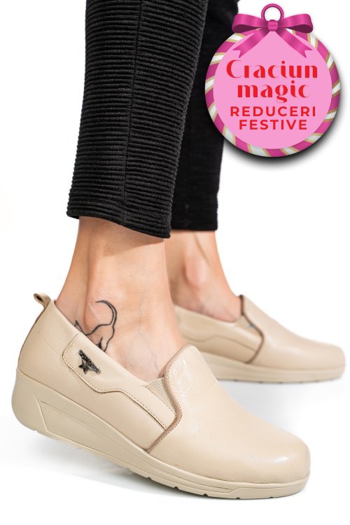Pantofi bej piele naturala 0pc3aka