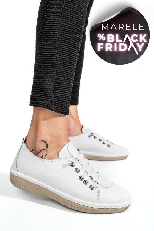 Pantofi sport albi piele naturala 1pc17