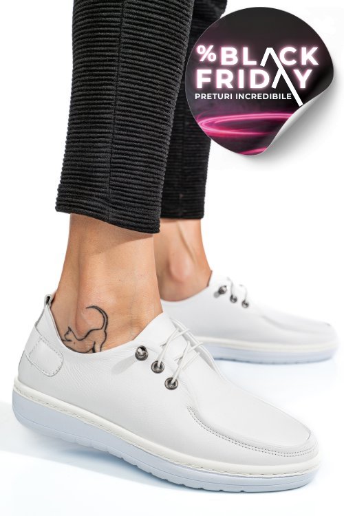 Mocasini albi piele naturala 1pc44