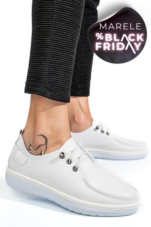 Mocasini albi piele naturala 1pc44