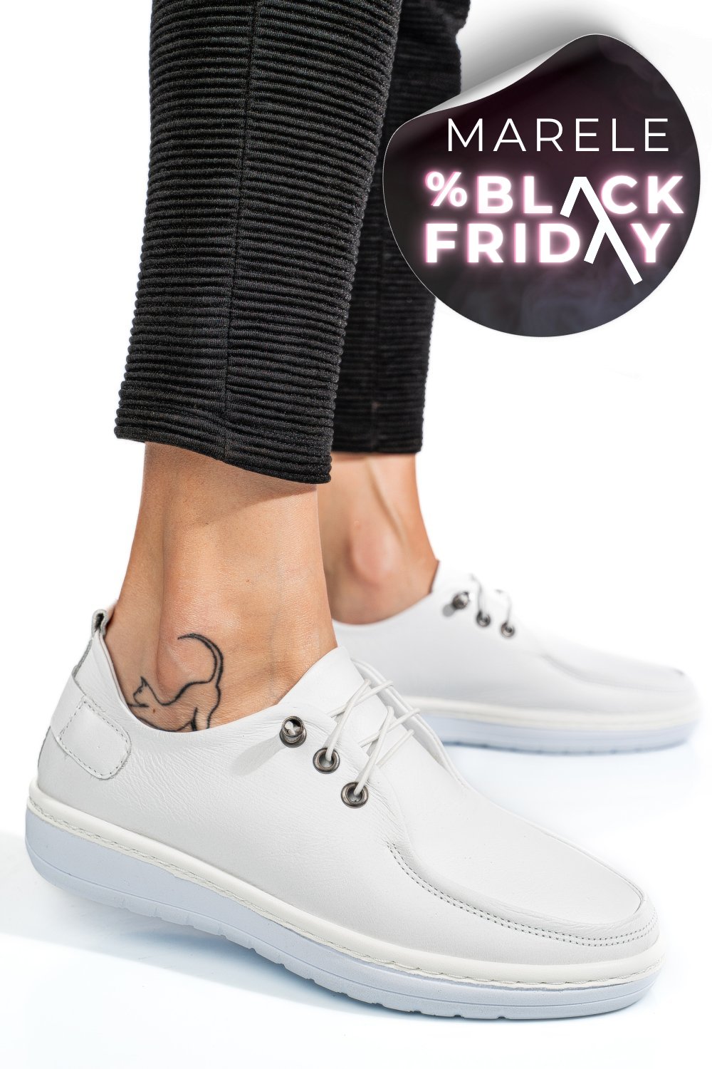 MOCASINI ALBI PIELE NATURALA 1PC44