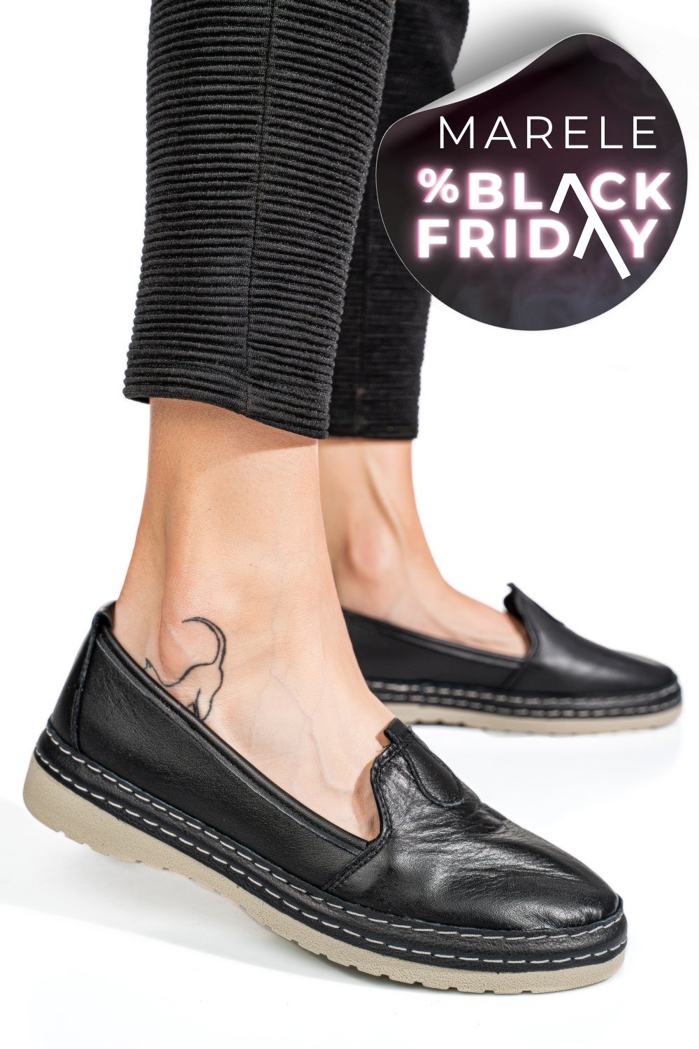 ESPADRILE NEGRE PIELE NATURALA 1PC26