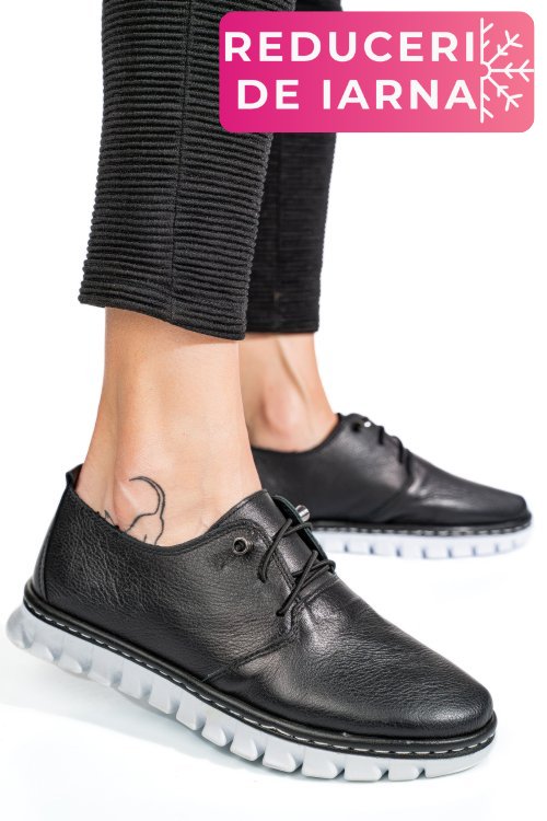 Pantofi negri piele naturala 1pc50mm