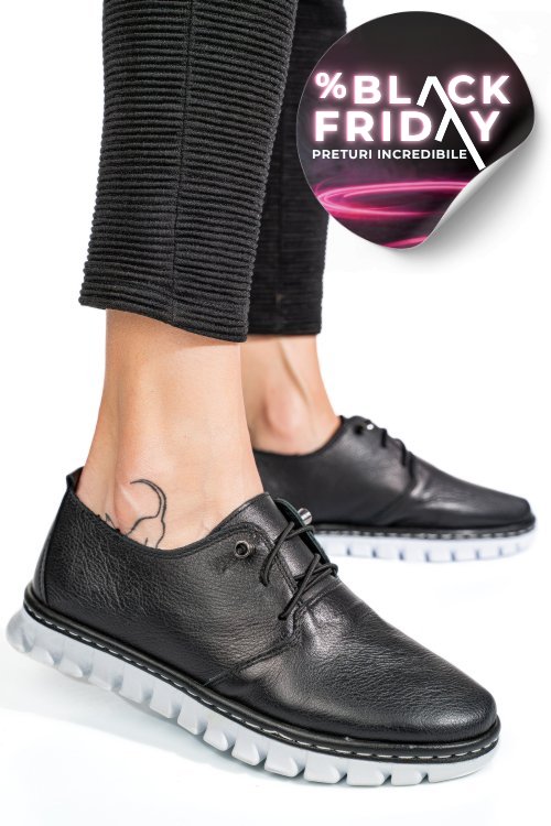 Pantofi negri piele naturala 1pc50mm