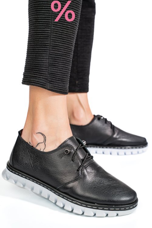 Pantofi negri piele naturala 1pc50mm