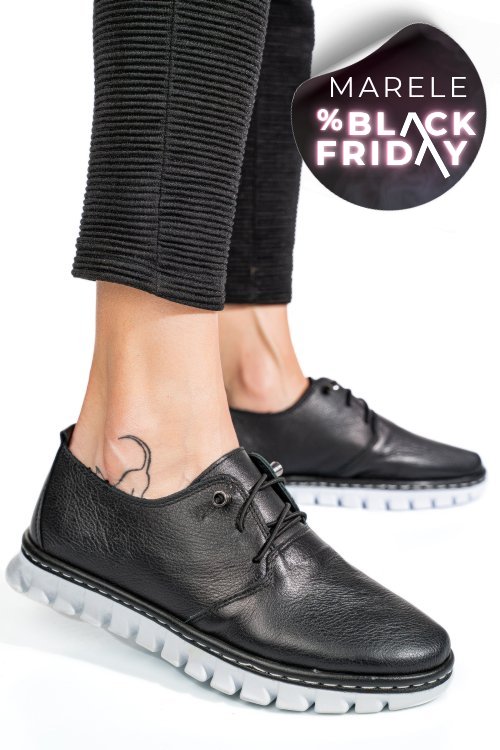 Pantofi negri piele naturala 1pc50mm