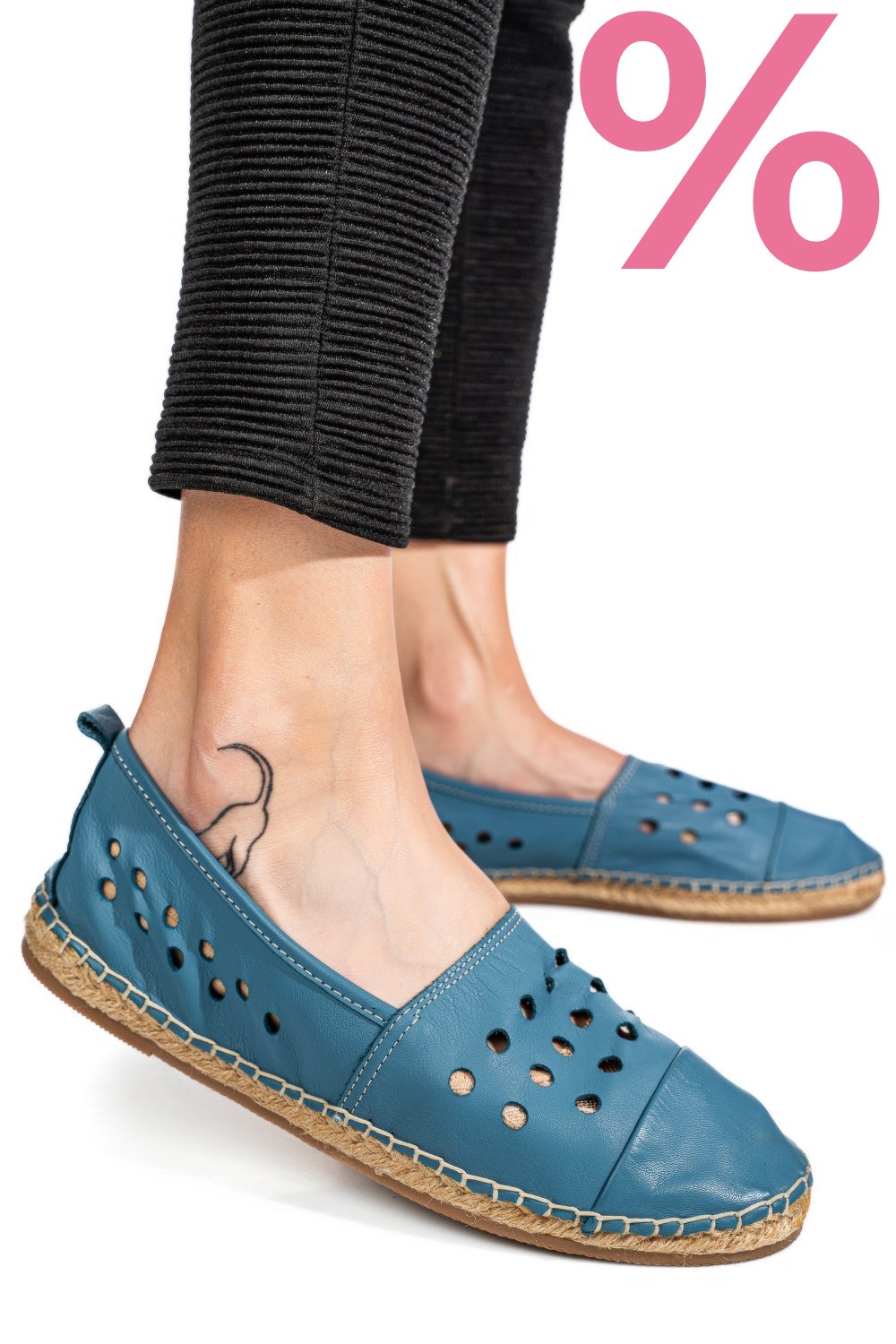 ESPADRILE ALBASTRE PIELE NATURALA 1PC7905