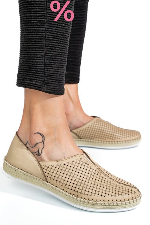 Pantofi sport bej piele naturala 1pc323