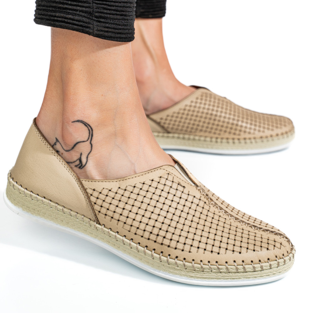 PANTOFI SPORT BEJ PIELE NATURALA 1PC323