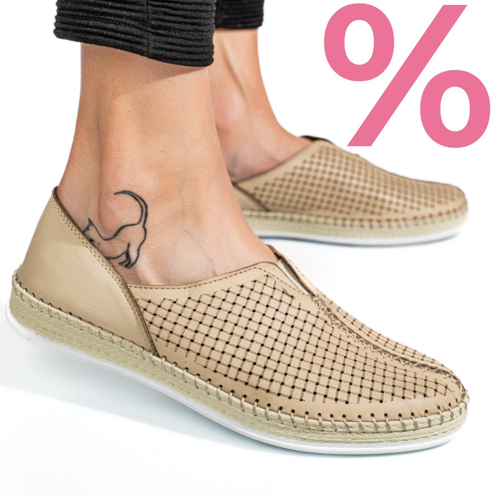 PANTOFI SPORT BEJ PIELE NATURALA 1PC323