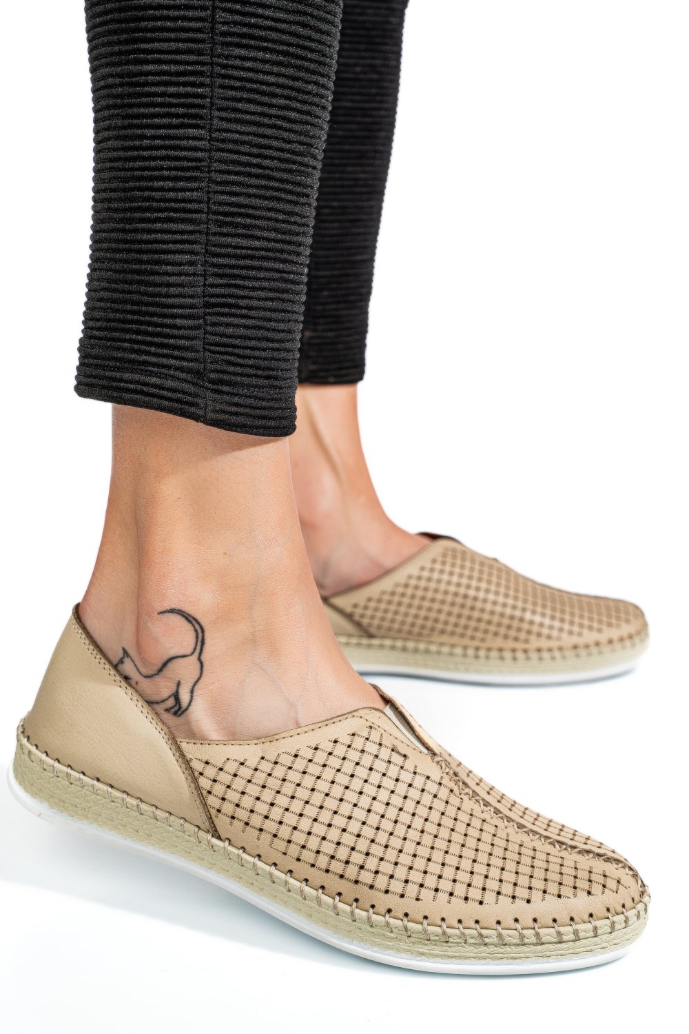 PANTOFI SPORT BEJ PIELE NATURALA 1PC323