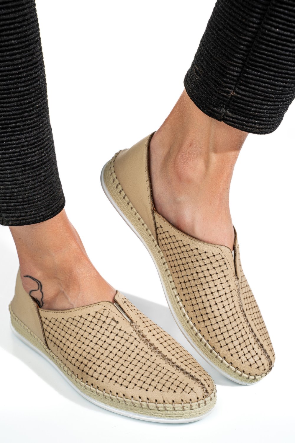 PANTOFI SPORT BEJ PIELE NATURALA 1PC323