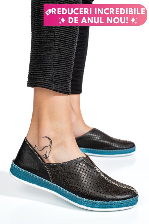 Pantofi sport negri piele naturala 1pc323