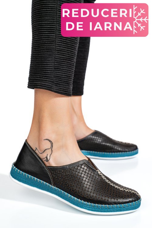 Pantofi sport negri piele naturala 1pc323