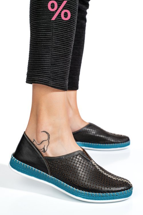 Pantofi sport negri piele naturala 1pc323