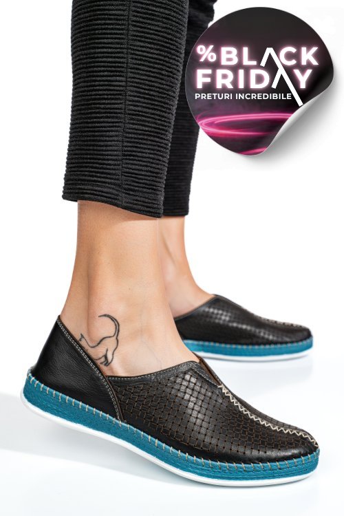 Pantofi sport negri piele naturala 1pc323