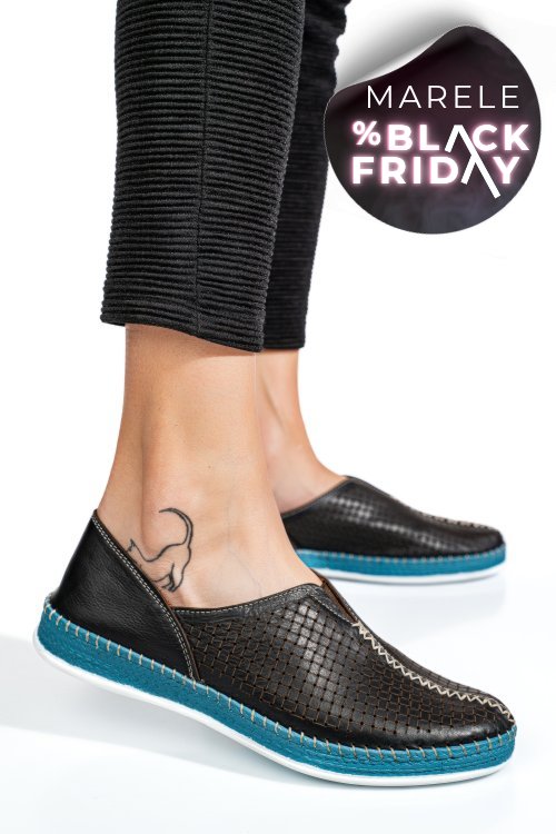 Pantofi sport negri piele naturala 1pc323