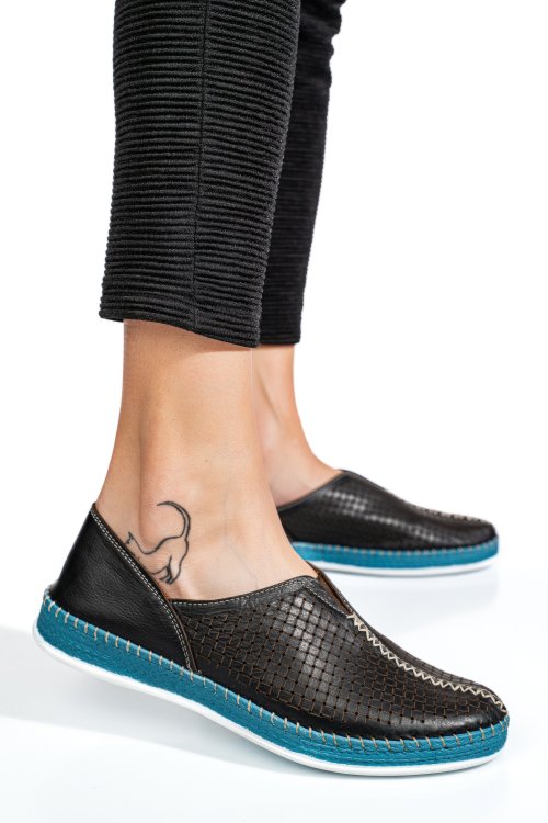 Pantofi sport negri piele naturala 1pc323