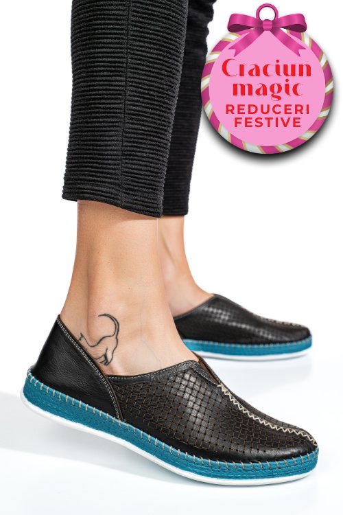 Pantofi sport negri piele naturala 1pc323