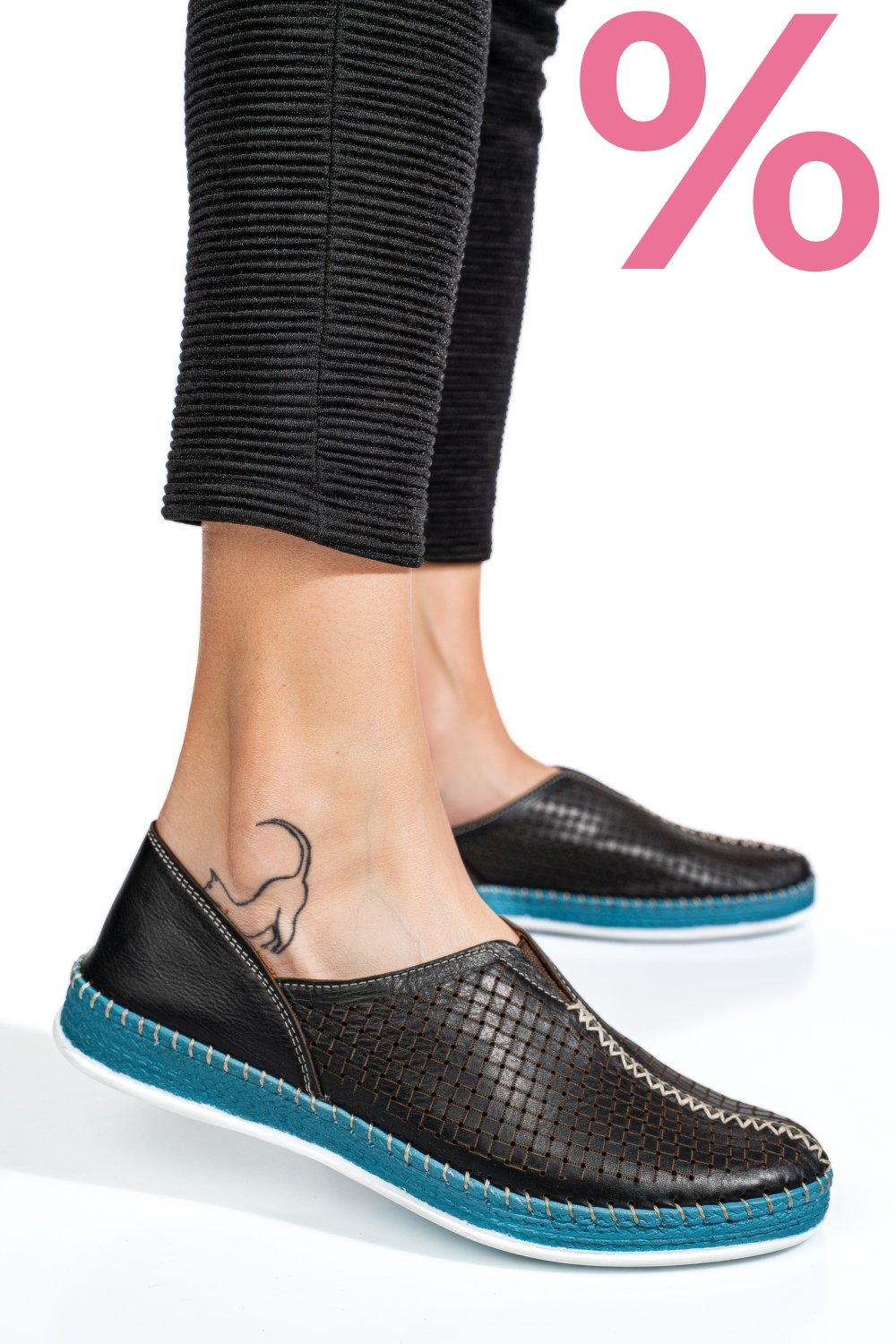 PANTOFI SPORT NEGRI PIELE NATURALA 1PC323