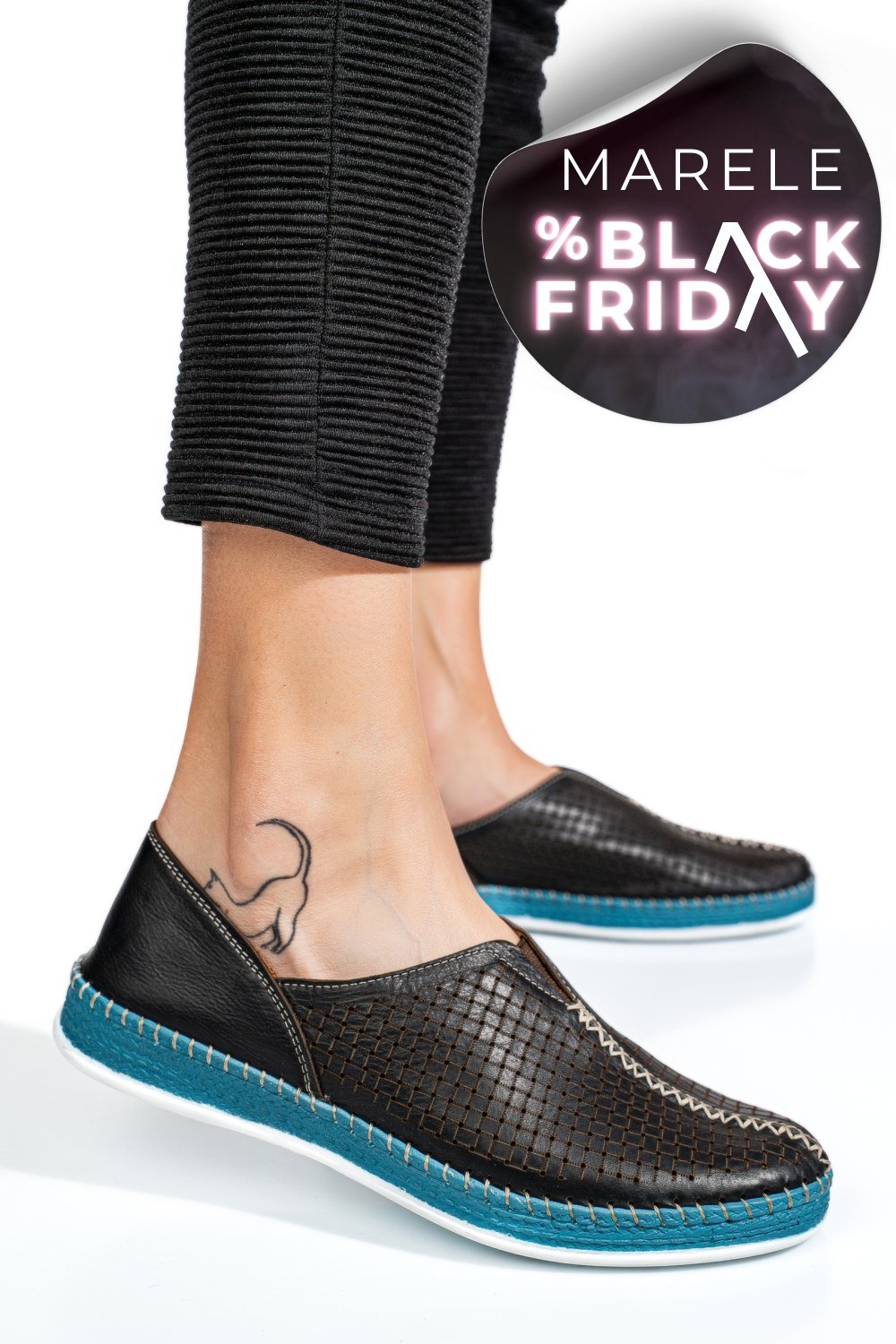 PANTOFI SPORT NEGRI PIELE NATURALA 1PC323