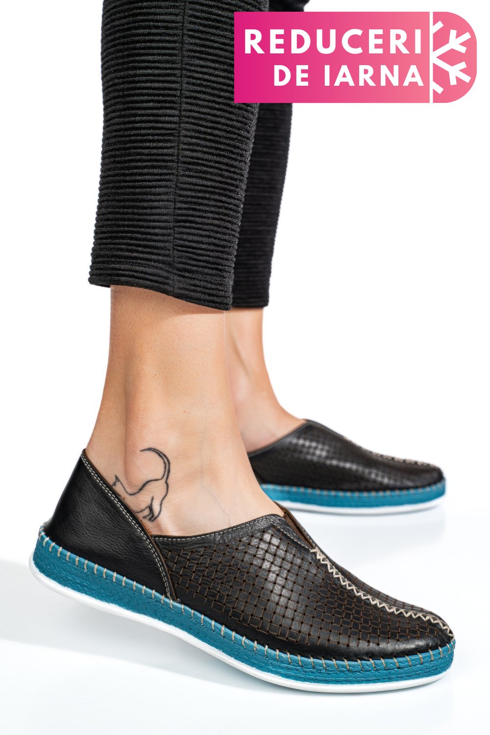 PANTOFI SPORT NEGRI PIELE NATURALA 1PC323