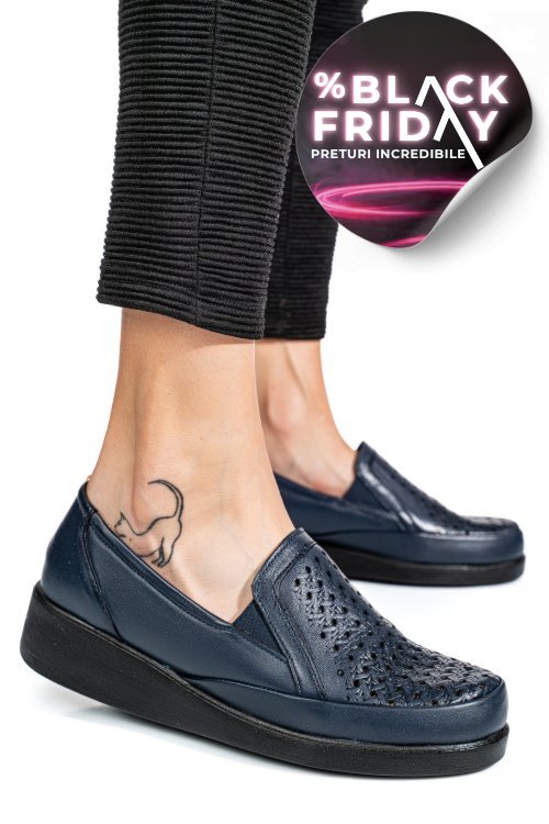 Pantofi albastri piele naturala 6pc02