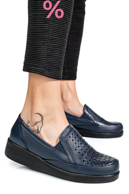 Pantofi albastri piele naturala 6pc02