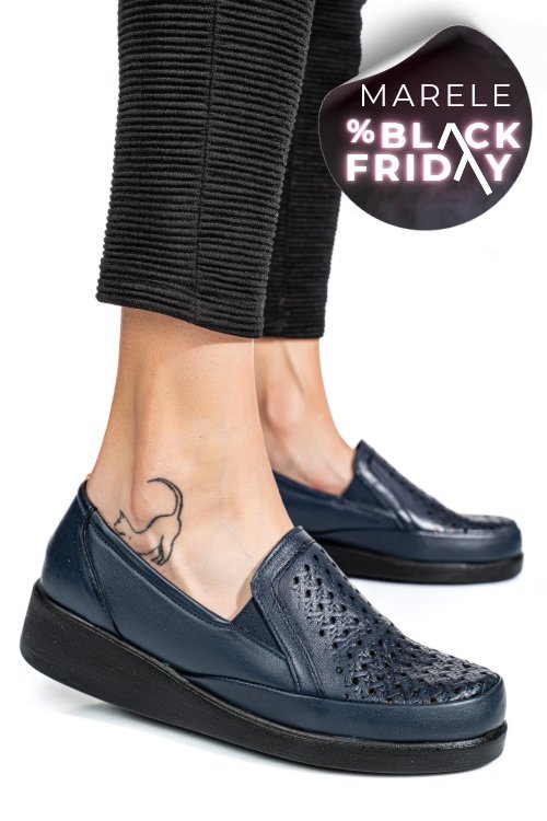 Pantofi albastri piele naturala 6pc02