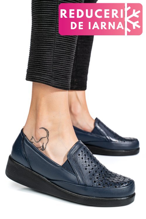 Pantofi albastri piele naturala 6pc02