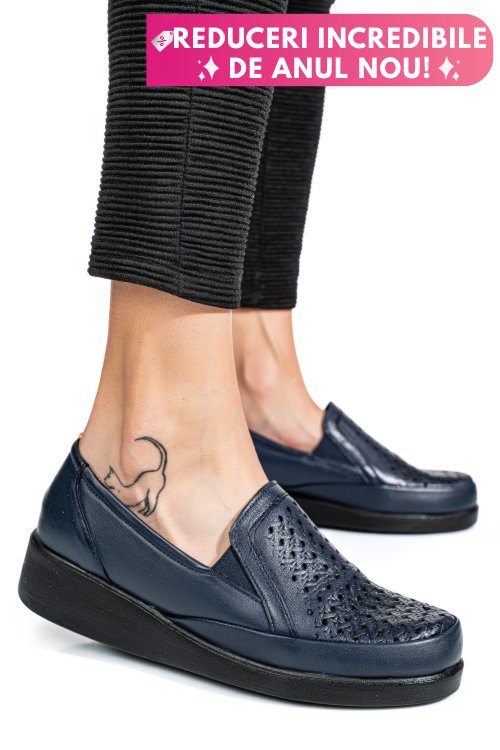 Pantofi albastri piele naturala 6pc02