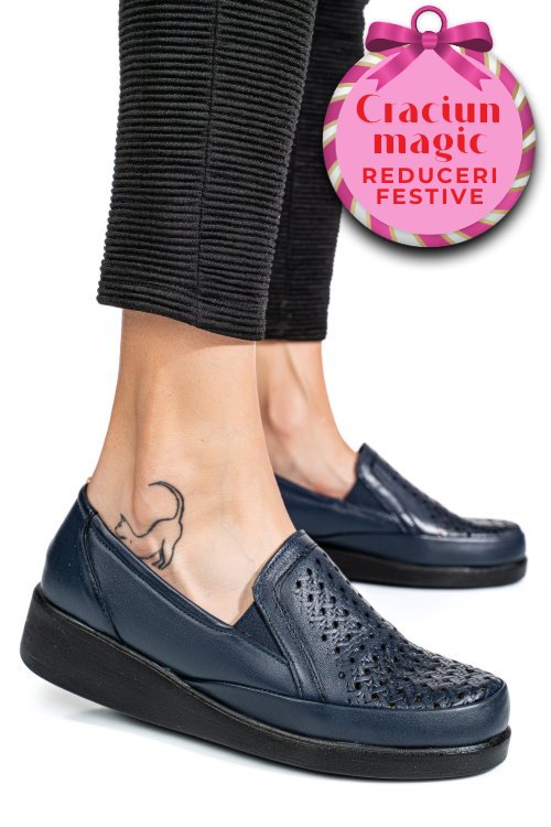 Pantofi albastri piele naturala 6pc02