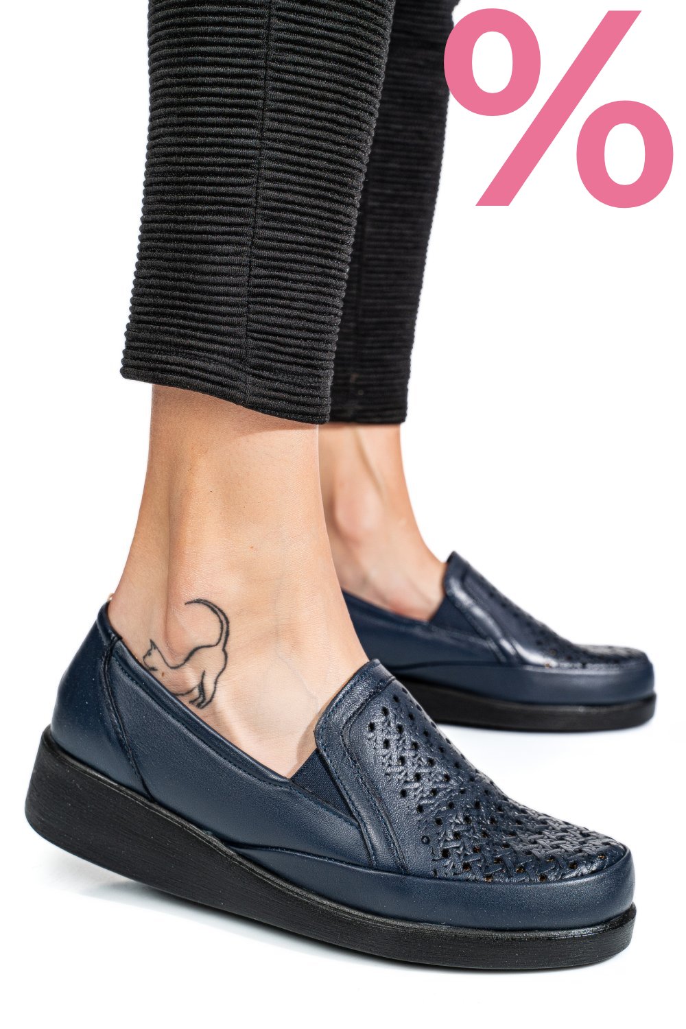 PANTOFI ALBASTRI PIELE NATURALA 6PC02