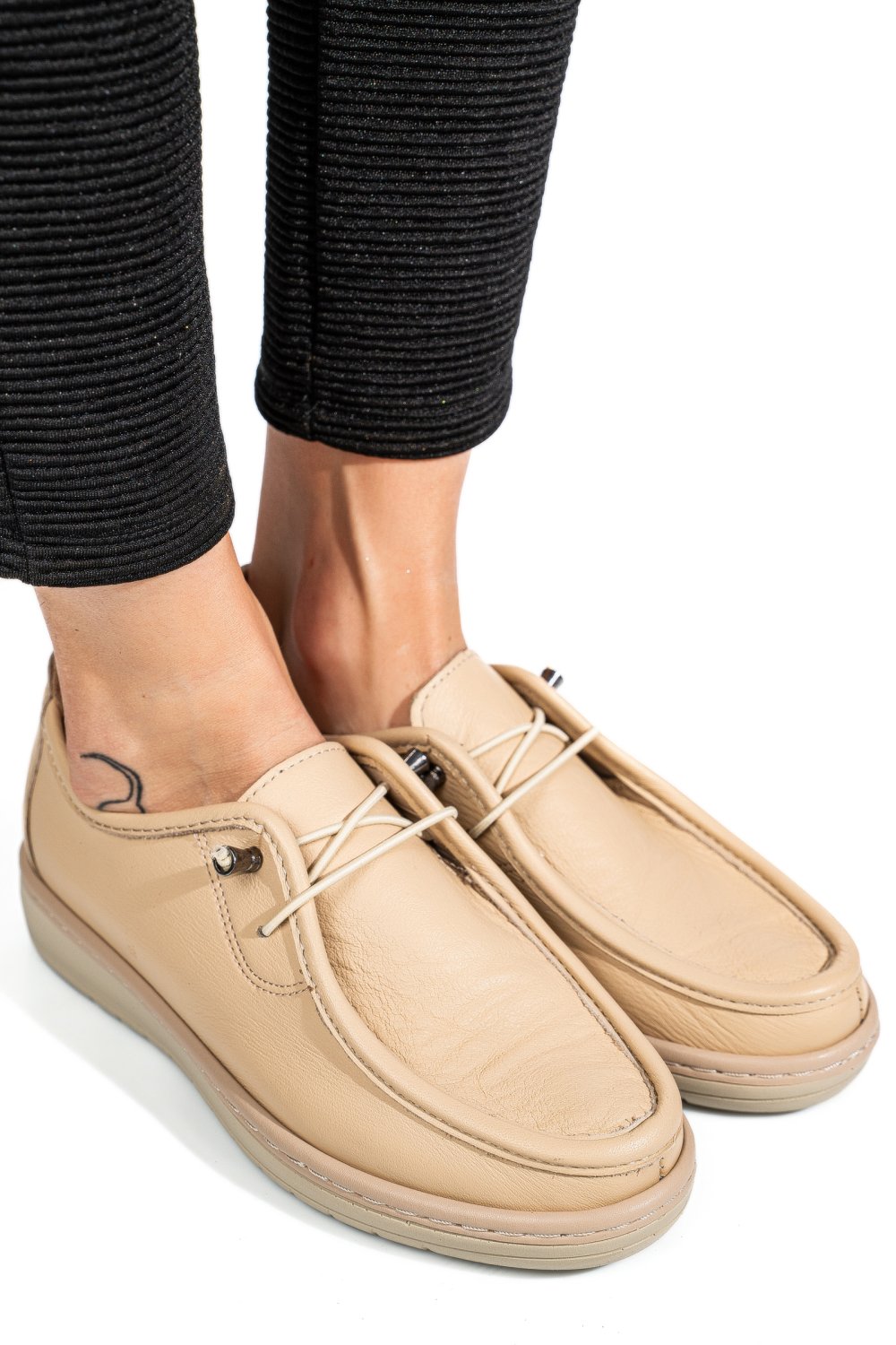 MOCASINI BEJ PIELE NATURALA 1PC960