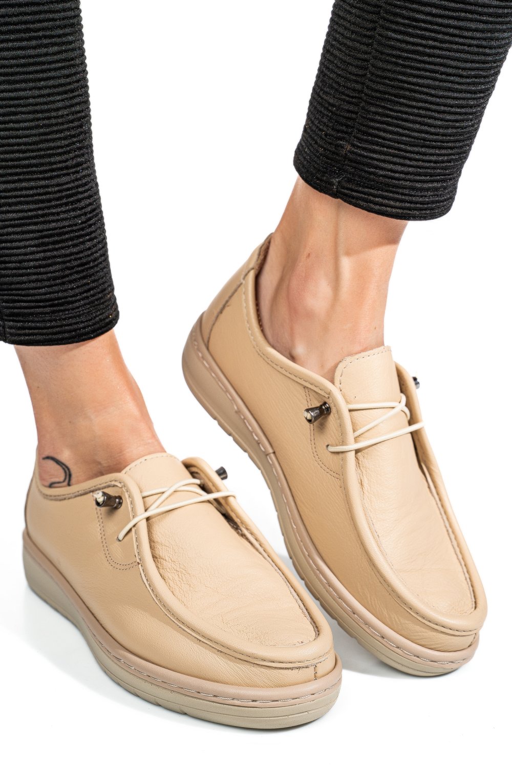 MOCASINI BEJ PIELE NATURALA 1PC960