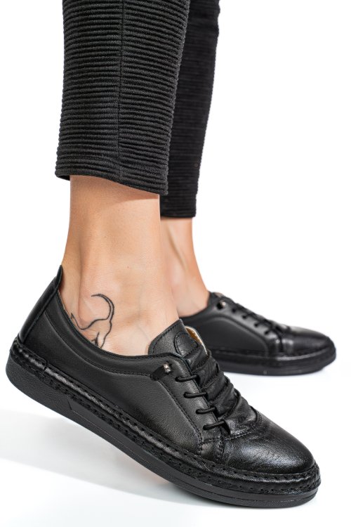 Pantofi sport negri piele naturala 5pc00