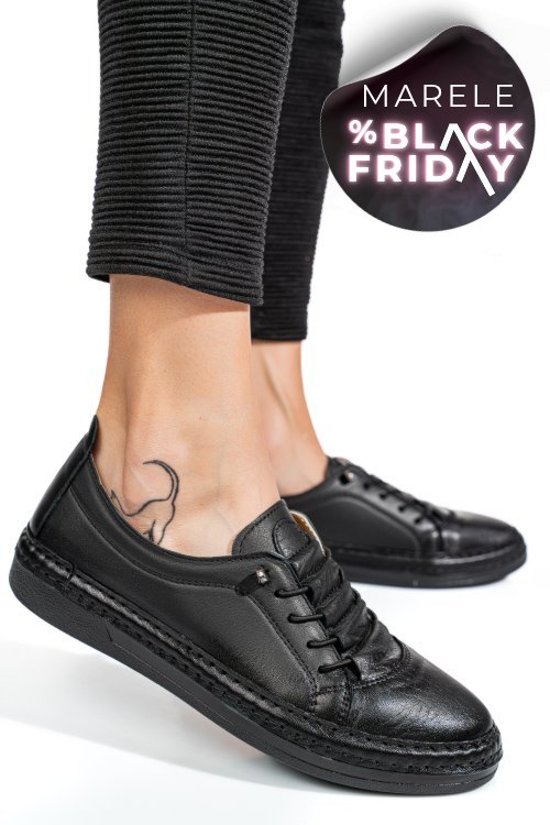 Pantofi sport negri piele naturala 5pc00