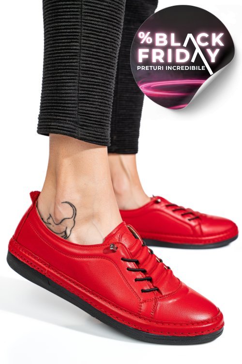 Pantofi sport rosii piele naturala 5pc00