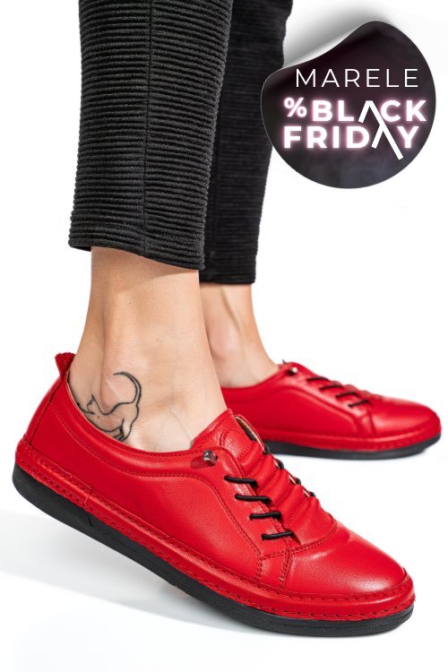 Pantofi sport rosii piele naturala 5pc00