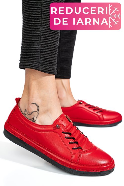 Pantofi sport rosii piele naturala 5pc00