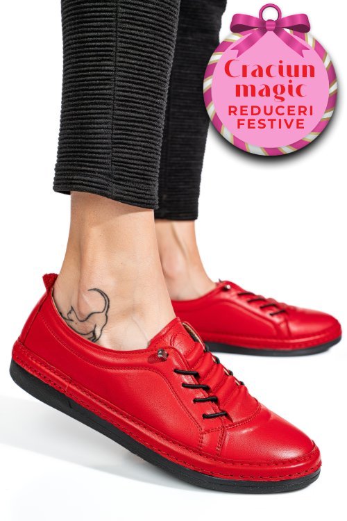 Pantofi sport rosii piele naturala 5pc00