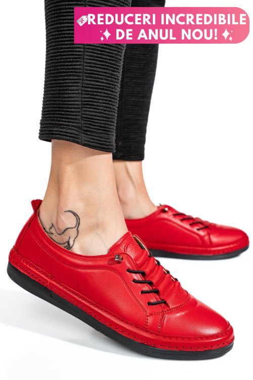 Pantofi sport rosii piele naturala 5pc00